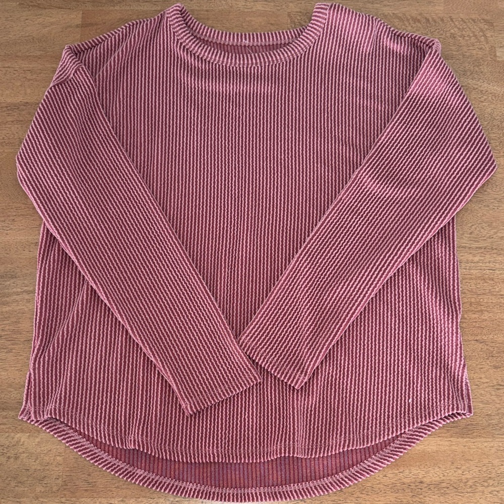 Maurices Ribbed Knit Long Sleeve Top Red Size M Cozy Casual Fall Basic